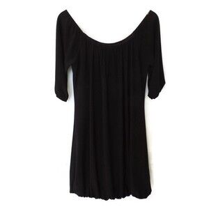 White House Black Market Dress Black Womens Small WHBM Scoop Neck Party Stretch